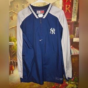 Nike Yankees Blue and White Half-Zip Jacket